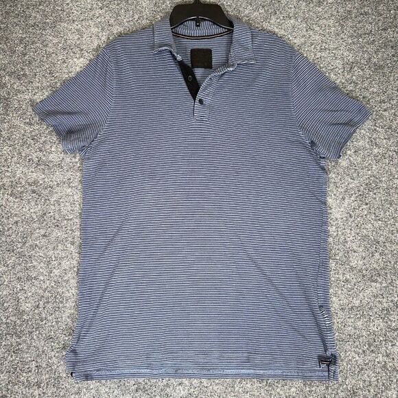 Abercrombie & Fitch Polo Shirt Mens XL (L) Blue‎ Striped Short Sleeve Pullover - Picture 1 of 8